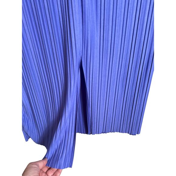 A New Day Tank Style Flowy Pleated Midi Knit Plisse Dress Size L Purple Blue - Picture 6 of 8
